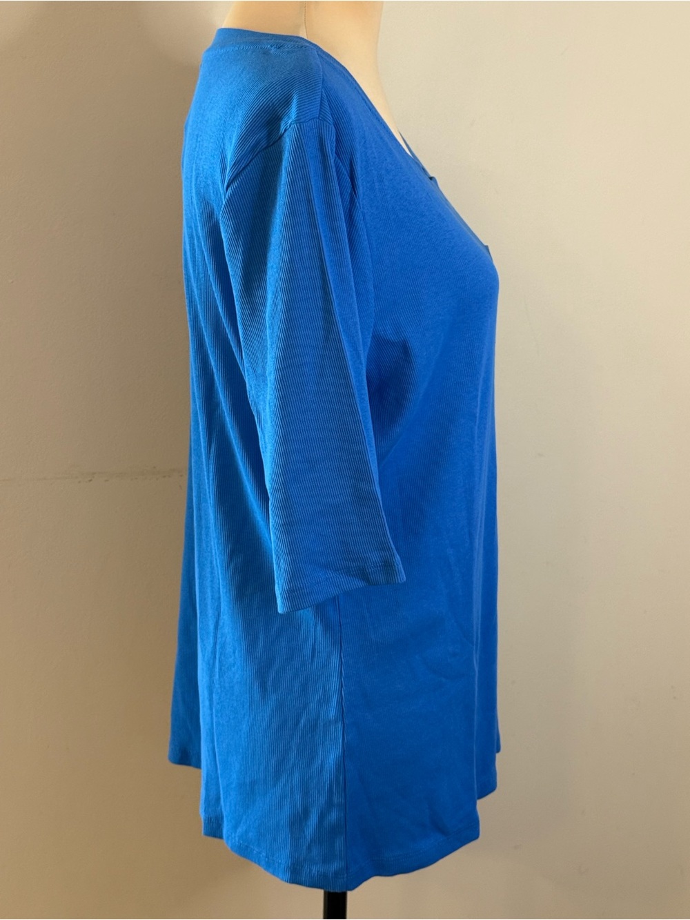 Banana Republic Factory Crew Ribbed Elbow Sleeve blue top SZ XL - Picture 2 of 12